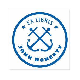 Tampon Auto-encreur Libris ex avec deux ancres   Personalizable