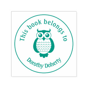 Tampon Auto-encreur Libris ex avec le hibou   Personalizable