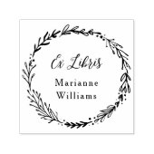 Tampon Auto-encreur Libris Ex Wreath Botanique Personnalisée Nom du sc (Design)