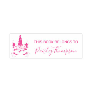 Tampon Auto-encreur Licorne florale - ce livre appartient à