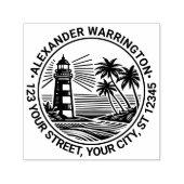 Tampon Auto-encreur Lighthouse Beach Palm Trees Nom Ret Adresse (Design)