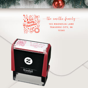 Tampon Auto-encreur Ligne festive Joyeux Noël Adresse de Retour