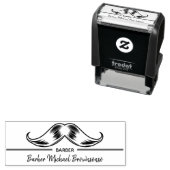 Tampon Auto-encreur Ligne Logo Mustache Simple Barbershop (En situation)
