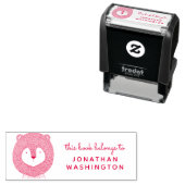 Tampon Auto-encreur Lion Rouge Dessiné À La Main Ce Livre Appartient A (En situation)