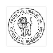 Tampon Auto-encreur Lion Standing Round Library Nom du livre (Design)