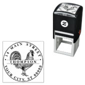 Tampon Auto-encreur Lithographie de dessin de coq #1 Nom Adresse de re (En situation)