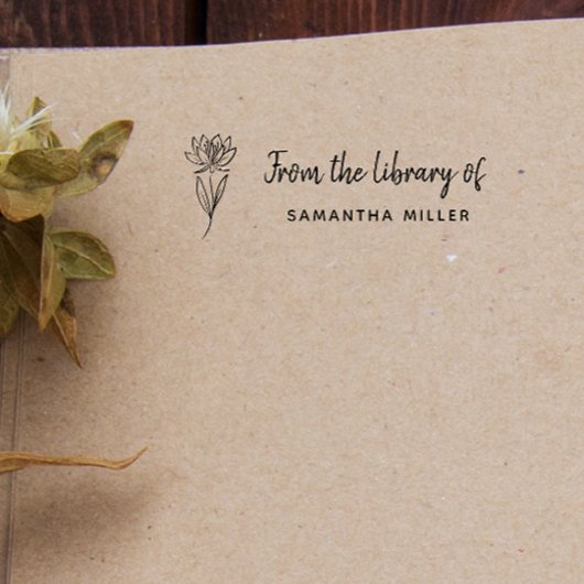 Tampon Auto-encreur Livre Botanique Sur Mesure À La Main La Bibliothèq