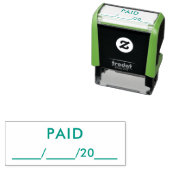 Tampon Auto-encreur Livre d'entreprise encre bleue payée avec date (En situation)