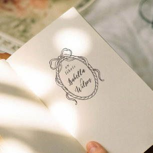 Tampon Auto-encreur Livre Ex Libris Calligraphié à l'Ancienne avec Rub