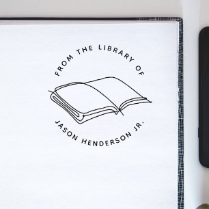 Tampon Auto-encreur Livre manuscrit moderne minimaliste Nom personnali