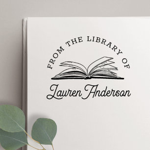 Tampon Auto-encreur Livre ouvert de la bibliothèque d'ex-libris