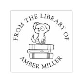 Tampon Auto-encreur Livre personnalisé | Chien mignon sur livres (Design)