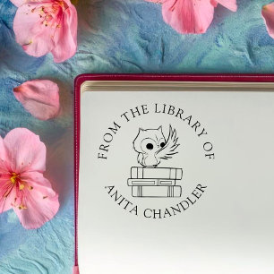 Tampon Auto-encreur Livre personnalisé Chouette sur livres