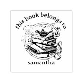 Tampon Auto-encreur Livres avec lampe de génie Ce livre appartient à (Design)