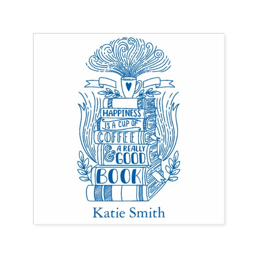 Tampon Auto-encreur Livres et Louvain de café Personnalisé (Design)