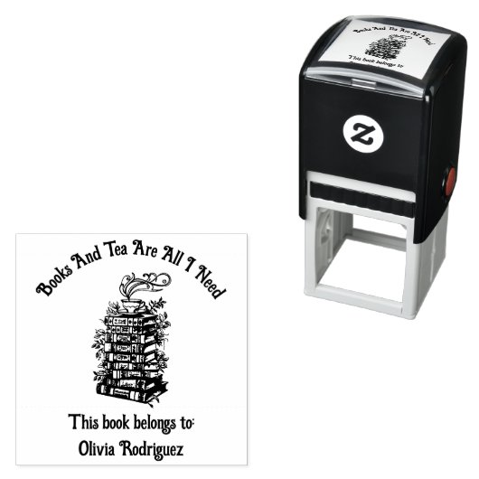 Tampon Auto-encreur Livres et Thé (En situation)
