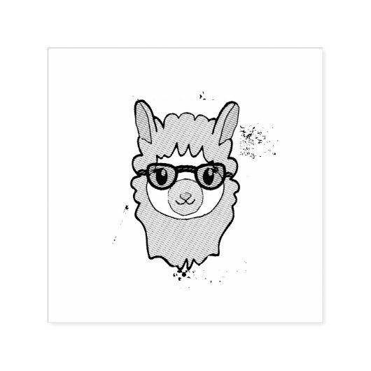 Tampon Auto-encreur Llama Cute Avec Verres Dessin (Design)