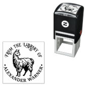 Tampon Auto-encreur Llama rustique #2 Nom de livre de bibliothèque ron (En situation)