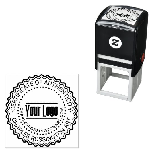 Tampon Auto-encreur Logo "Certificat d'authenticité" #6 Nom URL (En situation)