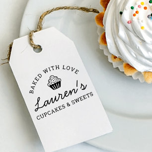 Tampon Auto-encreur Logo de la boulangerie de cupcakes Retro Baked wit