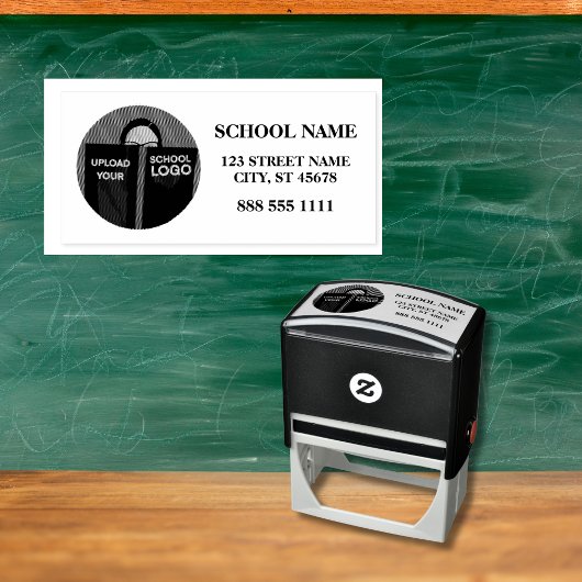 Tampon Auto-encreur Logo de l'école moderne Nom de l'école Adresse Tél