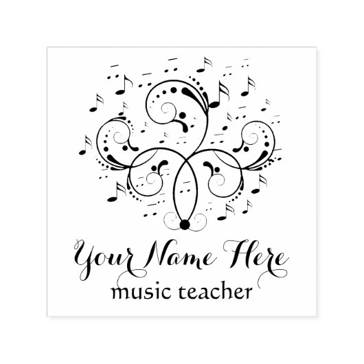 Tampon Auto-encreur logo de musique élégante noir et blanc (Design)