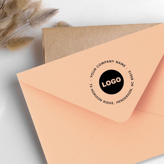 Tampon Auto-encreur Logo d'entreprise Modern Round Retour Adresse Slog