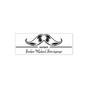 Tampon Auto-encreur Logo en ligne de barbier simple à moustache