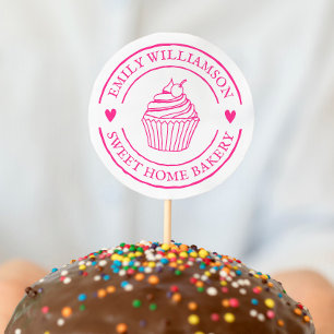 Tampon Auto-encreur Logo et nom personnalisés de boulangerie de Cupcak