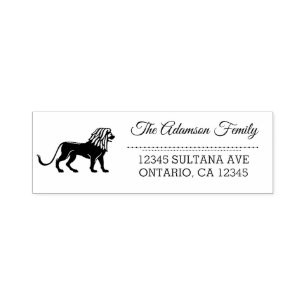 Tampon Auto-encreur Logo Lion Classique Adresse de Retour de Famille