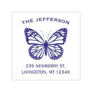 Tampon Auto-encreur Logo Papillon d'adresse de retour de famille vinta