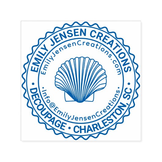 Tampon Auto-encreur Logo Seashell Nom de l'entreprise Adresse URL E-ma (Design)