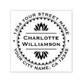 Tampon Auto-encreur Lotus Flower Classic Bordure Circle Adresse de ret (Design)