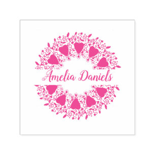Tampon Auto-encreur Love Heart Wreath Name Self-inking Stamp