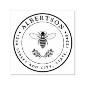 Tampon Auto-encreur Lovely Honey Bee Round Mariage Adresse de retour (Design)