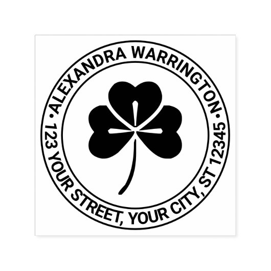 Tampon Auto-encreur Lucky Shamrock #4 Nom Adresse de retour (Design)
