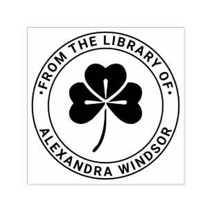 Tampon Auto-encreur Lucky Shamrock #4 Nom du livre de bibliothèque