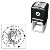 Tampon Auto-encreur Lune et soleil. illustration de tatouage de style (En situation)