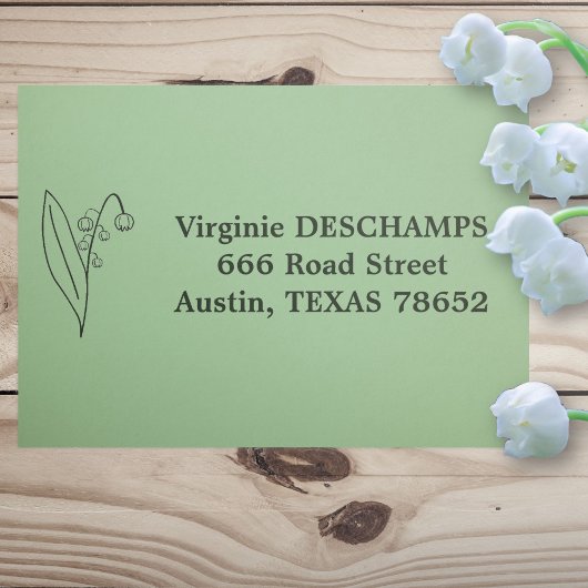 Tampon Auto-encreur Lys botanique de la vallée Line Art Flower