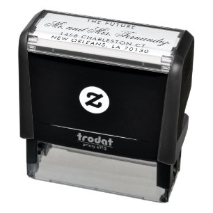 Tampon Auto-encreur M. et Mme Elegant Script Mariage Adresse de retour