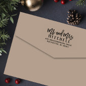 Tampon Auto-encreur M. et Mme Modern Brushed Script Adresse de retour