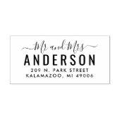 Tampon Auto-encreur M. et Mme Modern Script Mariage Adresse de retour (Design)