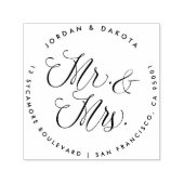 Tampon Auto-encreur M. & Mme Elegant Script Mariage Adresse de retour (Design)