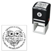 Tampon Auto-encreur Main faite avec amour Fleur Thème Coeur (En situation)