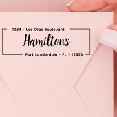 Tampon Auto-encreur Maison Élégante Script Adresse de Retour pour Pend