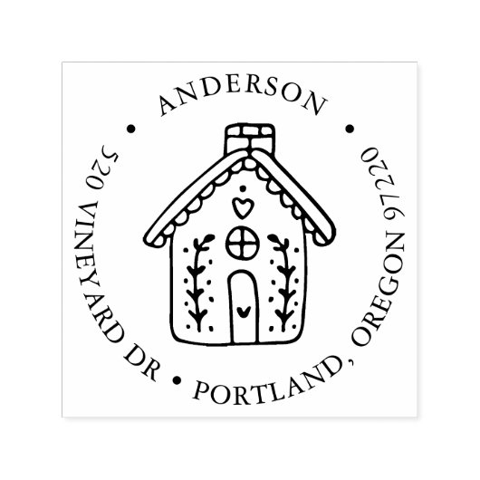 Tampon Auto-encreur Maison en pain d'épice Adresse de retour (Design)