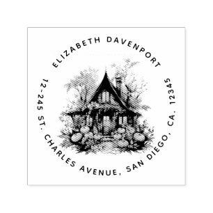 Tampon Auto-encreur Maison hantée avec Halloween Citrouille