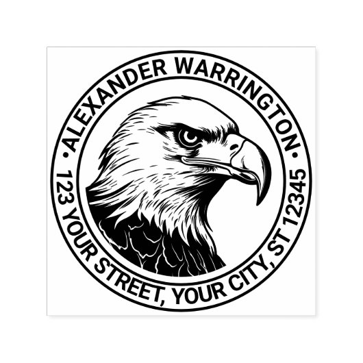Tampon Auto-encreur Majestic Bald Eagle Head #5 Nom Adresse de retour (Design)