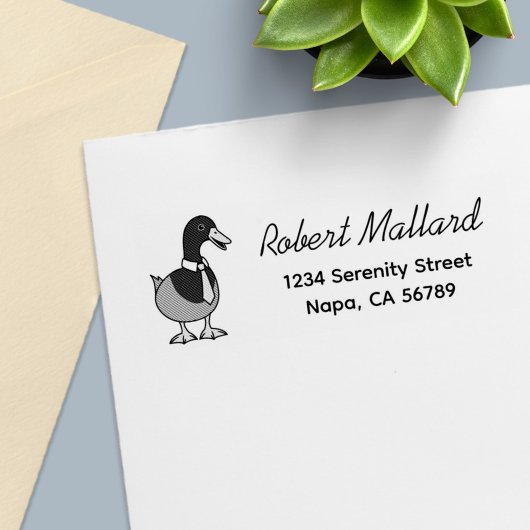 Tampon Auto-encreur Mallard Duck Collar Necktie Return Address