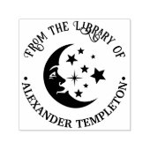 Tampon Auto-encreur Man in the Moon Stars Library Nom du livre (Design)